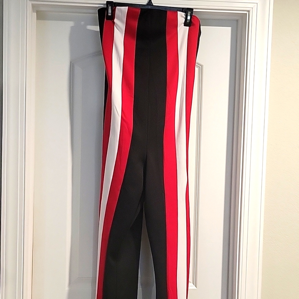 Black with Red & White strip Jumpsuit